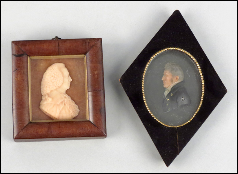 TWO WAX PORTRAIT MINIATURES Larger  17ae92