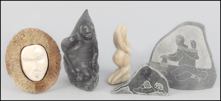 THREE INUIT STONE CARVINGS Together 17aeba