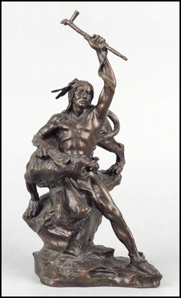 PATINATED BRONZE FIGURE OF A NATIVE 17aec3