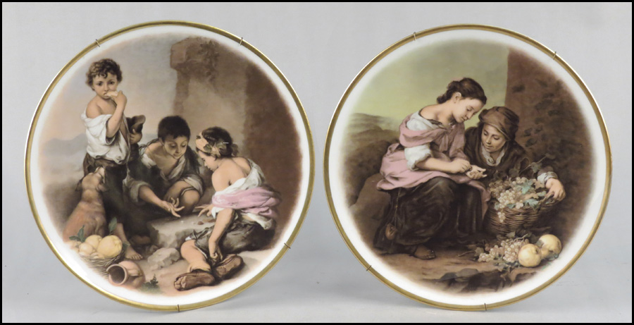 TWO GERMAN TRANSFER DECORATED PORCELAIN