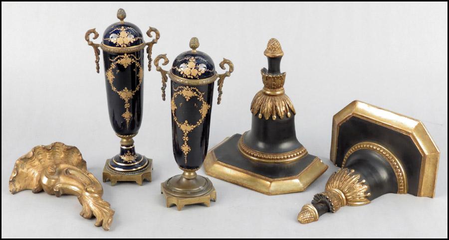 PAIR OF GILT AND PAINTED PLASTER