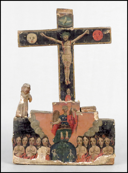 MEXICAN PAINTED DEVOTIONAL CROSS.