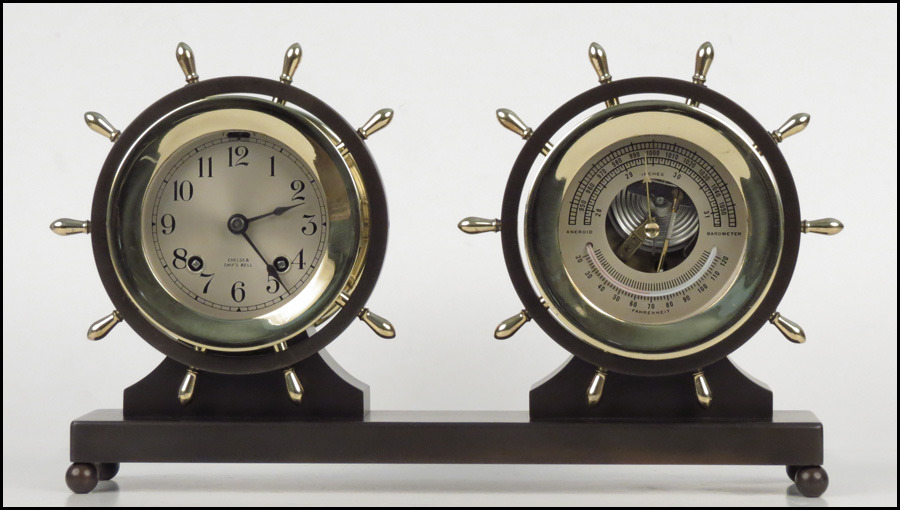CHELSEA SHIP'S CLOCK AND BAROMETER.