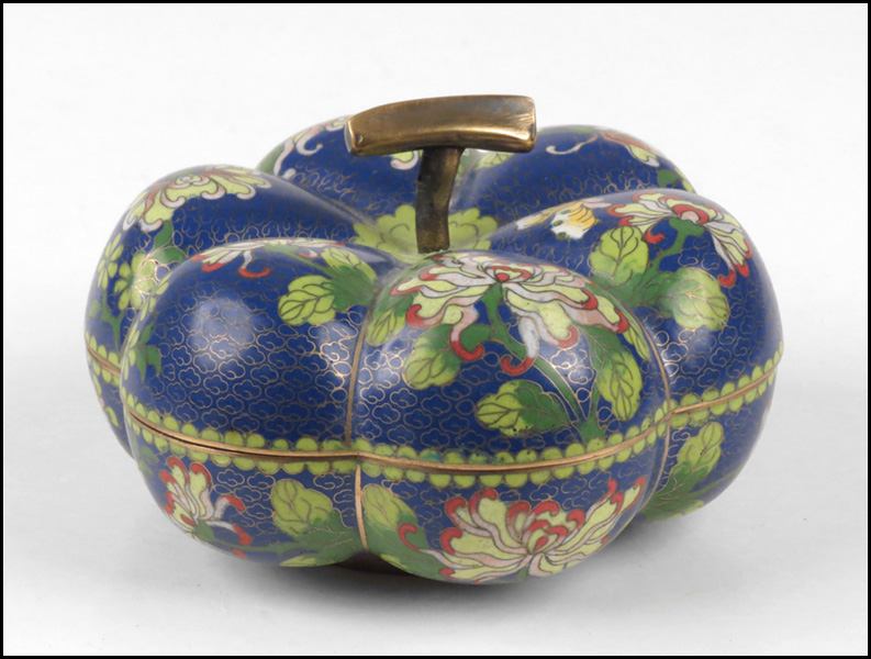 CLOISONNE SQUASH FORM COVERED DISH.