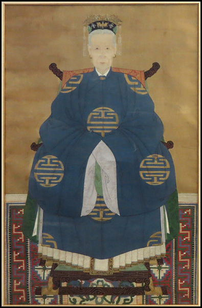 CHINESE PAINTED SILK ANCESTRAL