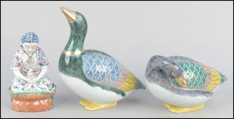 TWO KUTANI SATSUMA PORCELAIN DUCKS  17af50