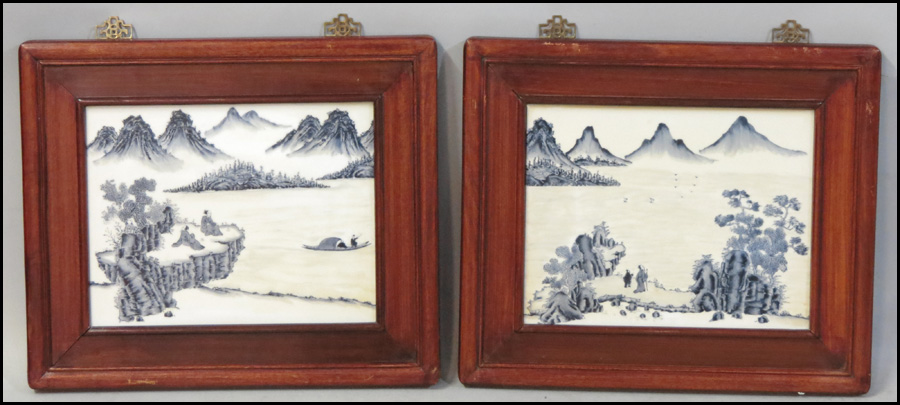 TWO KOREAN PORCELAIN TILES. Frame: