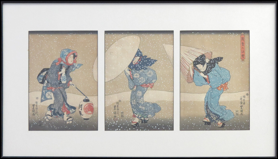 JAPANESE WOODBLOCK PRINT TRIPTYCH.