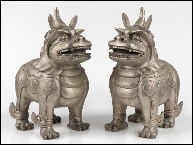 PAIR OF CHINESE METAL FOO DOGS  17af71