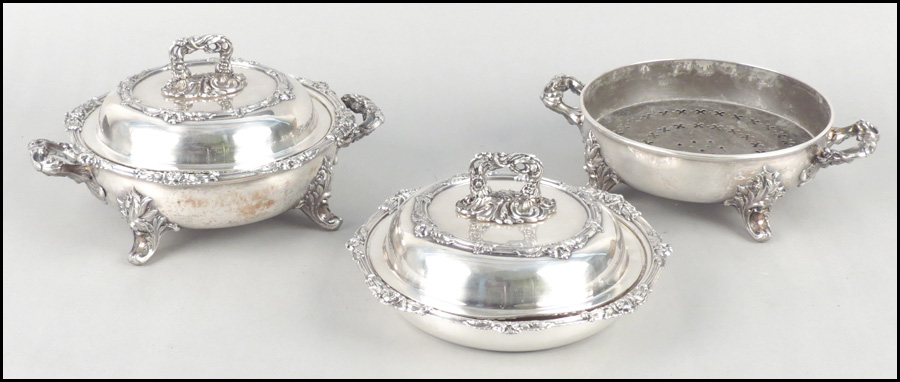 PAIR OF ENGLISH SILVERPLATE COVERED