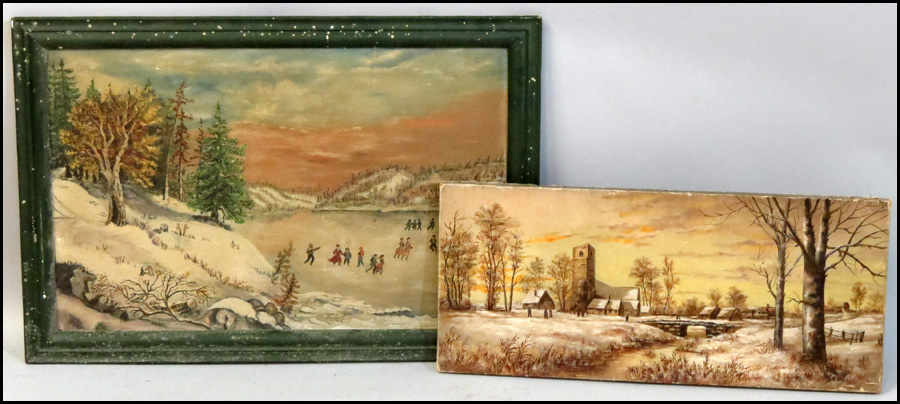 GROUP OF TWO LANDSCAPE PAINTINGS.