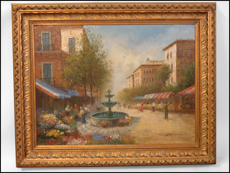 PENCKE (20TH CENTURY) FLOWER MARKET.