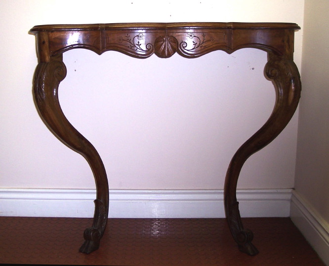 French Provincial Walnut Console 29692