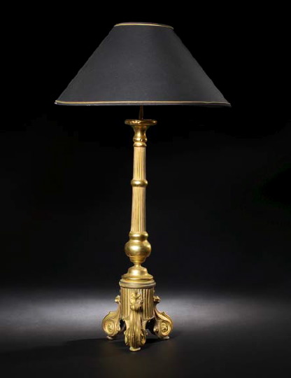 Tall Italian Gilt-Lacquered Brass
