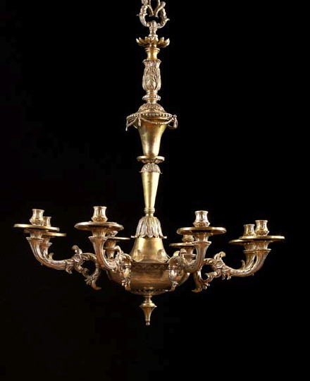 Edwardian Silvered Brass Eight Light 296b3