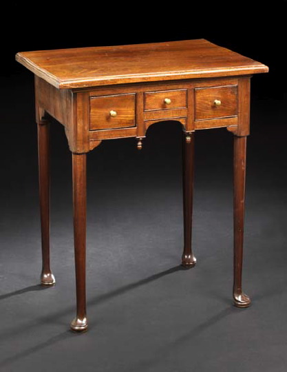 Queen Anne-Style Mahogany Side Table,