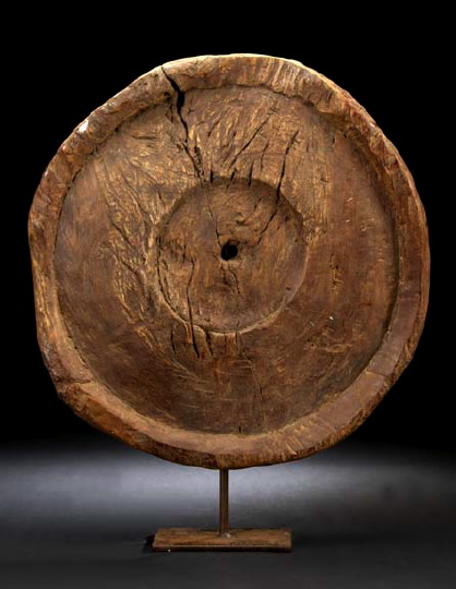 Antique Provincial Turned Wooden Cartwheel,