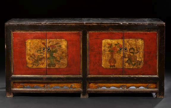 Sino-Tibetan Polychromed Side Cabinet,