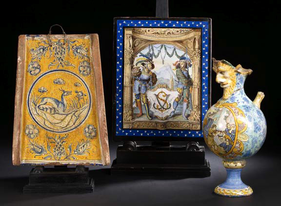 Italian Yellow Blue and Ivory Glazed 29aa6