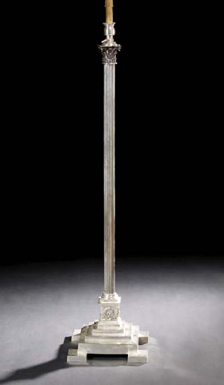 English Silverplate Floor Lamp,  early