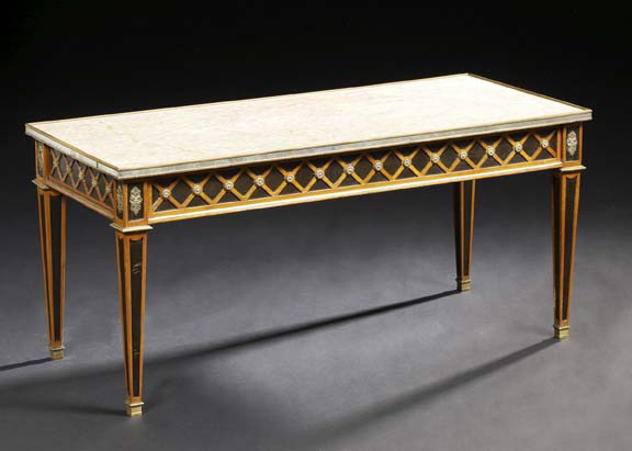 Louis XVI-Style Ebonized and Marble-Top