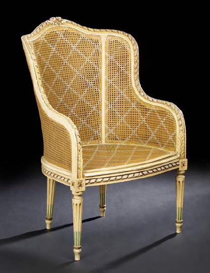 Louis XVI Style Polychromed Bergere  29b71