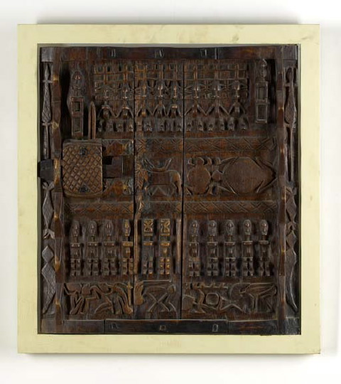 West African Rectangular Relief Carved 29b8f