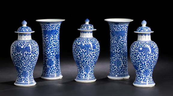 Five-Piece Chinese Blue-and-White