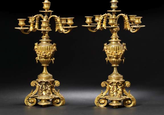 Tall Pair of Napoleon III Gilt-Lacquered