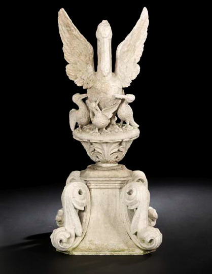 Large French Carved White Limestone