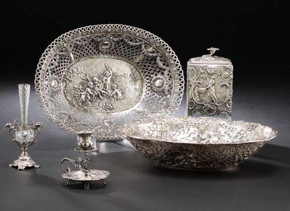 German .800 Silver Fruit Basket,  first