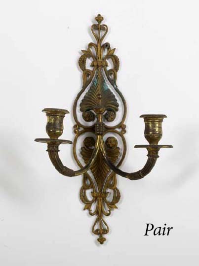 Pair of French Gilt-Lacquered Brass
