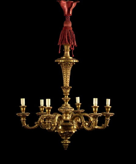 French Carved and Gilded Wood Six Light 298a0
