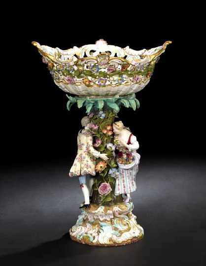 Tall Meissen Reticulated Porcelain Figural