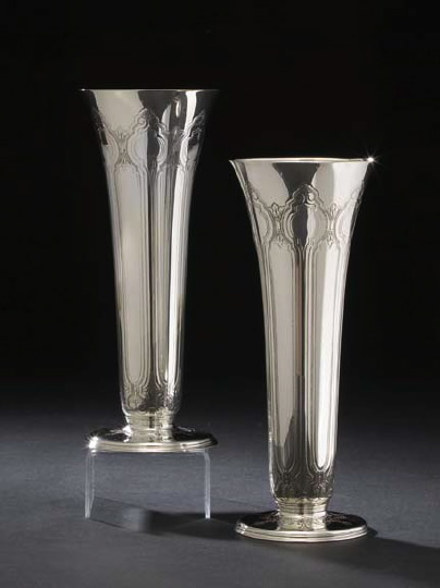 Pair of Tiffany Sterling Silver Vases,