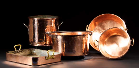 Large French Copper Two-Handled