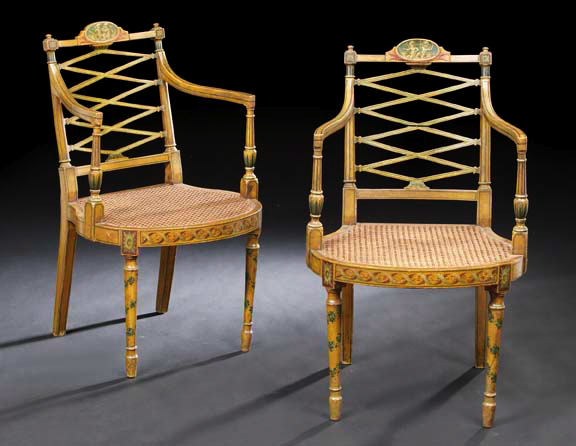 Pair of Edwardian Polychromed Armchairs  29e2f