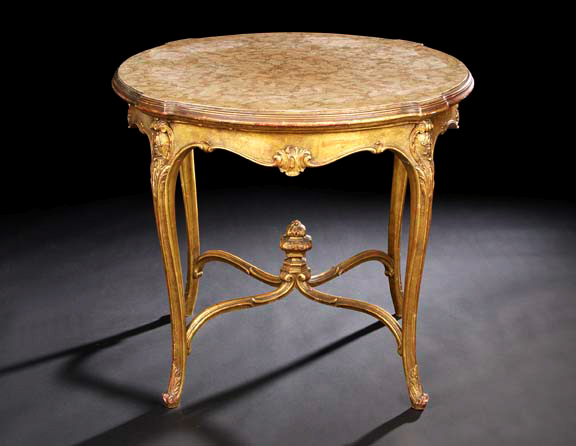 Louis XV-Style Giltwood and Marble-Top