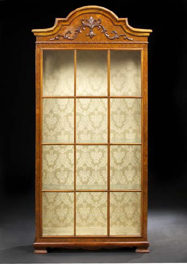 Continental Walnut and Burlwood Vitrine,