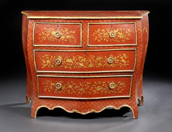 Good Louis XV Style Red Lacquered 29c2c