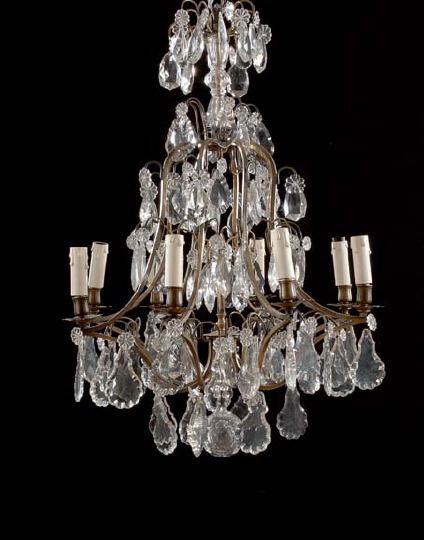 French Brass and Cut Glass Chandelier  29c51