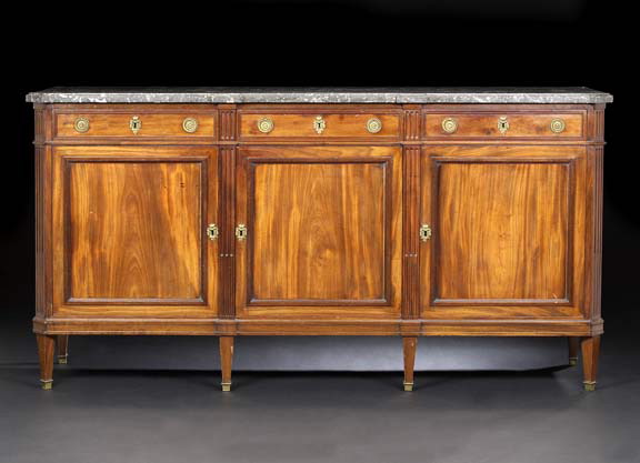 Louis XVI-Style Mahogany and Marble-Top