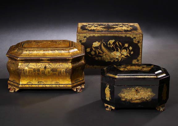 Chinese Export Gilded Black-Lacquer