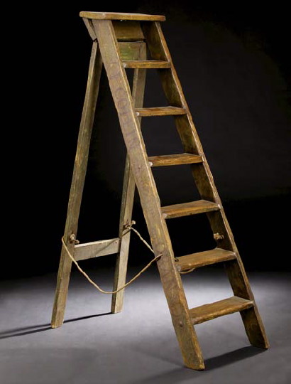 English Oak Ladder mid 19th century  29ccf