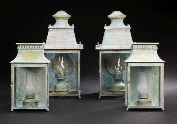 Pair of Verdigris-Patinated Brass