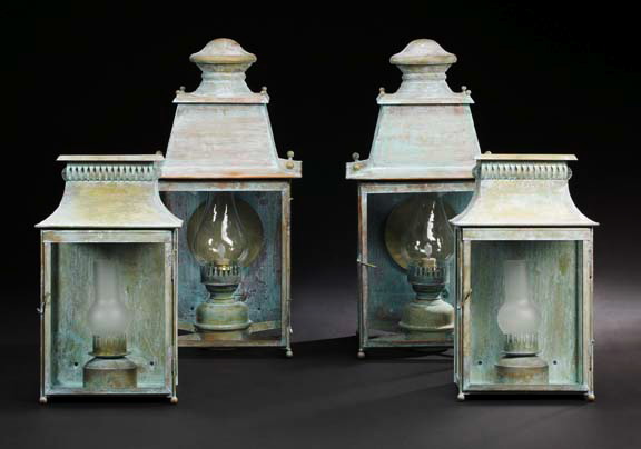 Large Pair of English Verdigris-Patinated