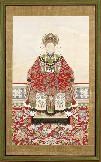 Framed Chinese Ancestor Portrait,  19th