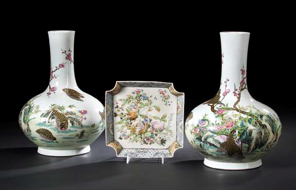 Pair of Chinese Famille Rose Porcelain 2a224