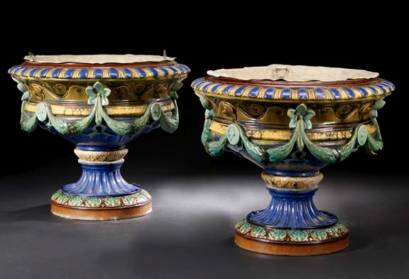 Large Pair of Continental Majolica