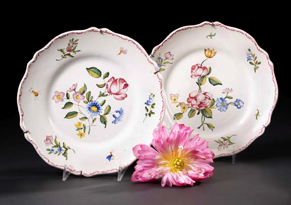 Pair of French Faience Dinner Plates  2a27b